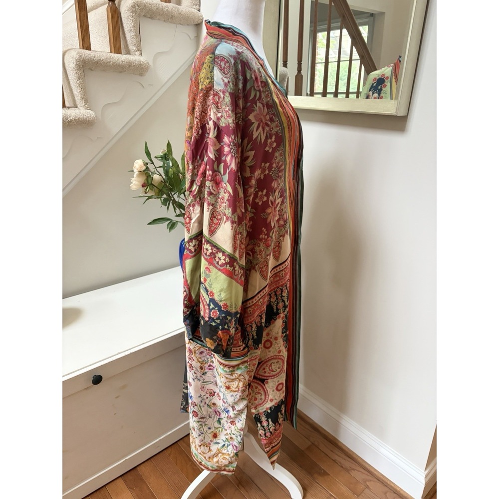 Johnny Was Reversible Silk Kimono Robe Floral Paisley Patchwork Duster XL Multi - Picture 8 of 16